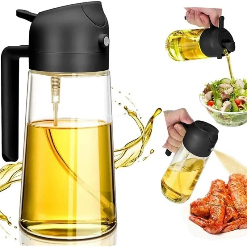 2 in 1 Oil Sprayer Glass Bottle