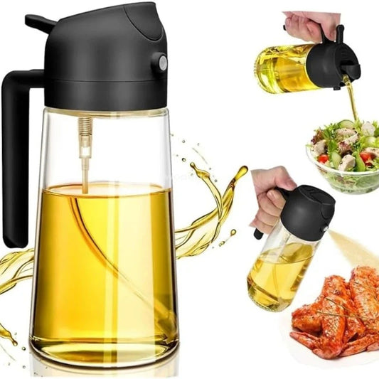 2 in 1 Oil Sprayer Glass Bottle