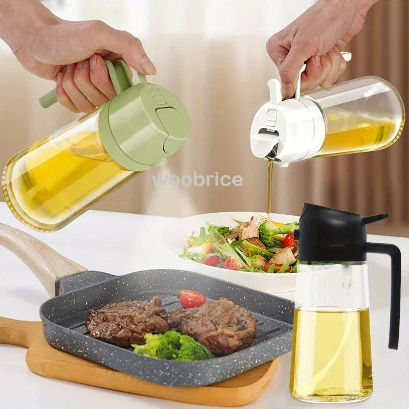 2 in 1 Oil Sprayer Glass Bottle