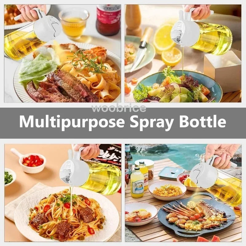 2 in 1 Oil Sprayer Glass Bottle